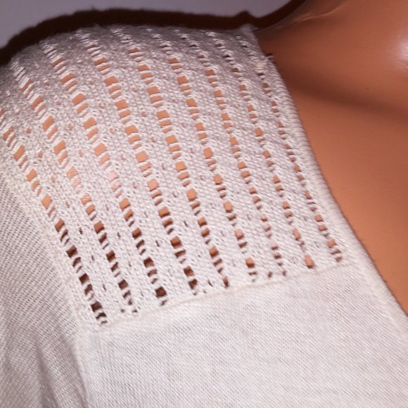 Lane Bryant Blouse Lightweight Sweater 14 16 Solid Beige Zipper Detail 3/4 Sleev - Picture 4 of 10